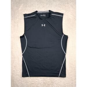 Under Armour Compression Tank Top Shirt Mens 2XL Black Sleeveless HeatGear